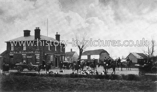 Meet of the Essex Fox Hounds at King William IV Public House, Dunmow, on 5th March 1921
